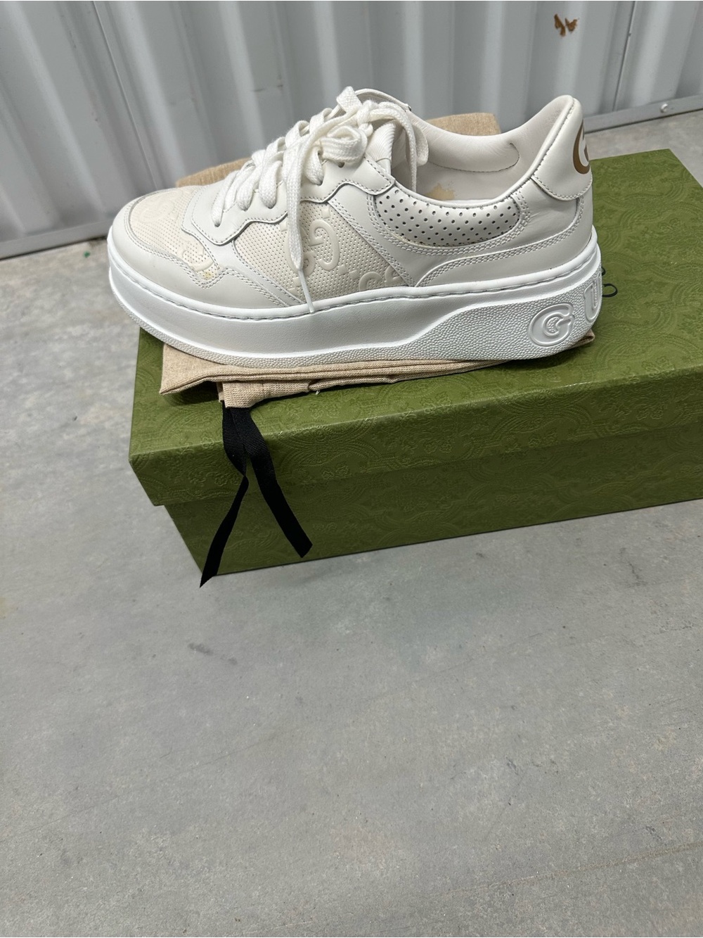 Gucci women’s Cream/White Platform Sneakers